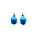 Blue Glass Pearl Stud Earrings